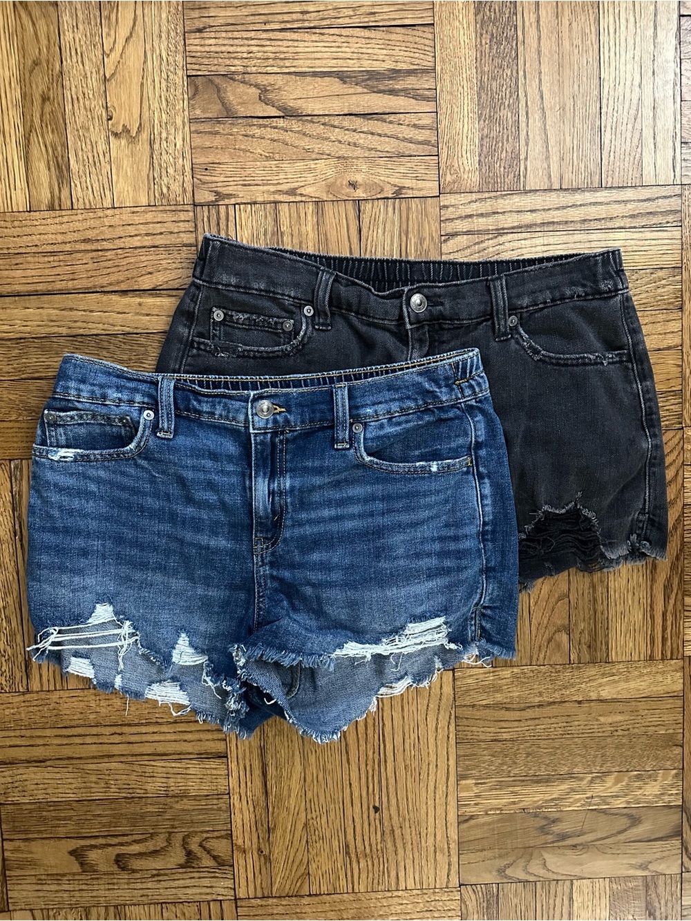 Aerie Denim Cutoff Shorts - Blue & Black - Medium
